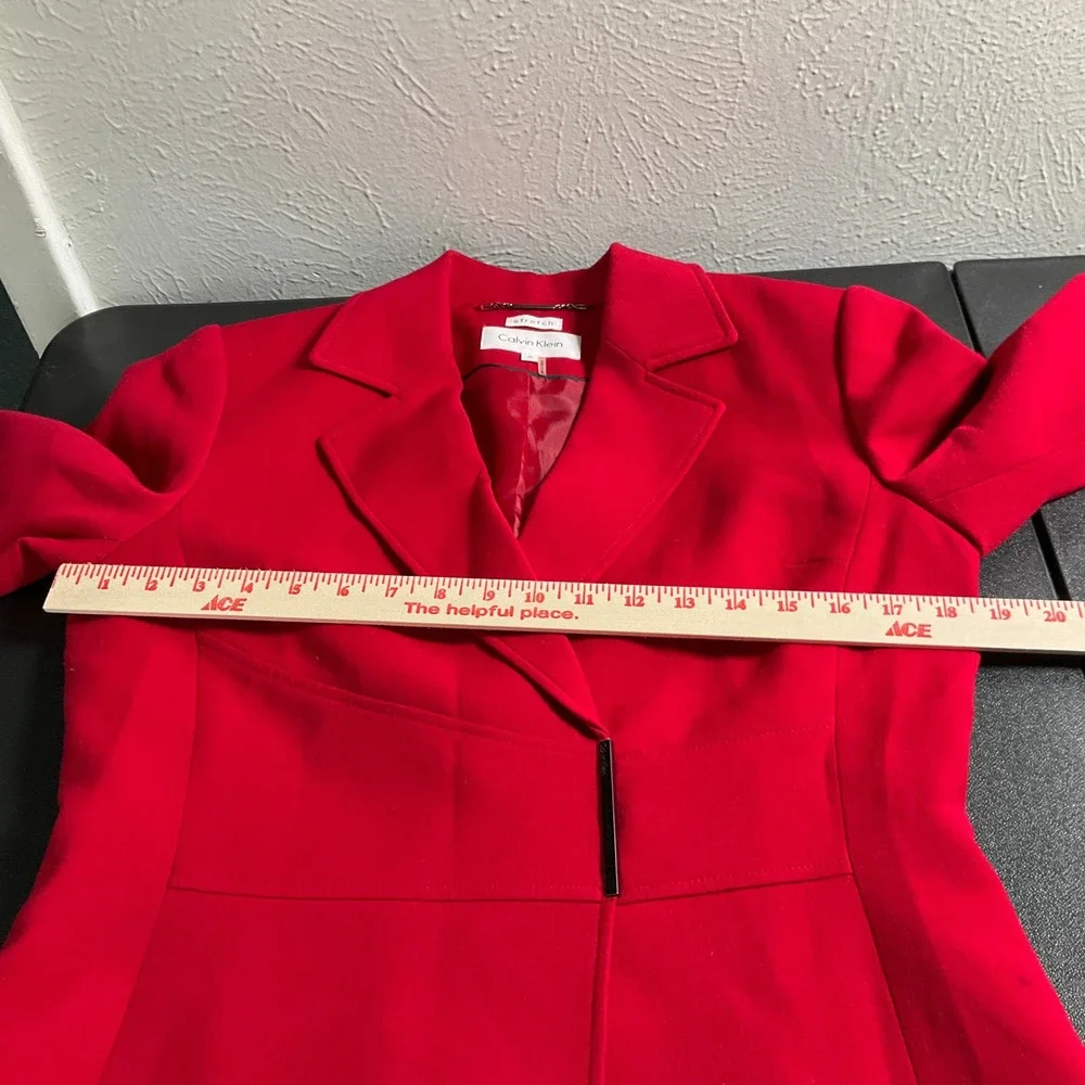Calvin Klein Red Stretch Blazer Jacket Women's Size 6 Career Office - Picture 13 of 16